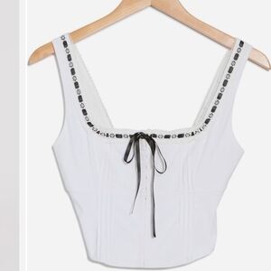 #102 -Blu Pepper Front Tie Lace Corset Tank size medium. NWT